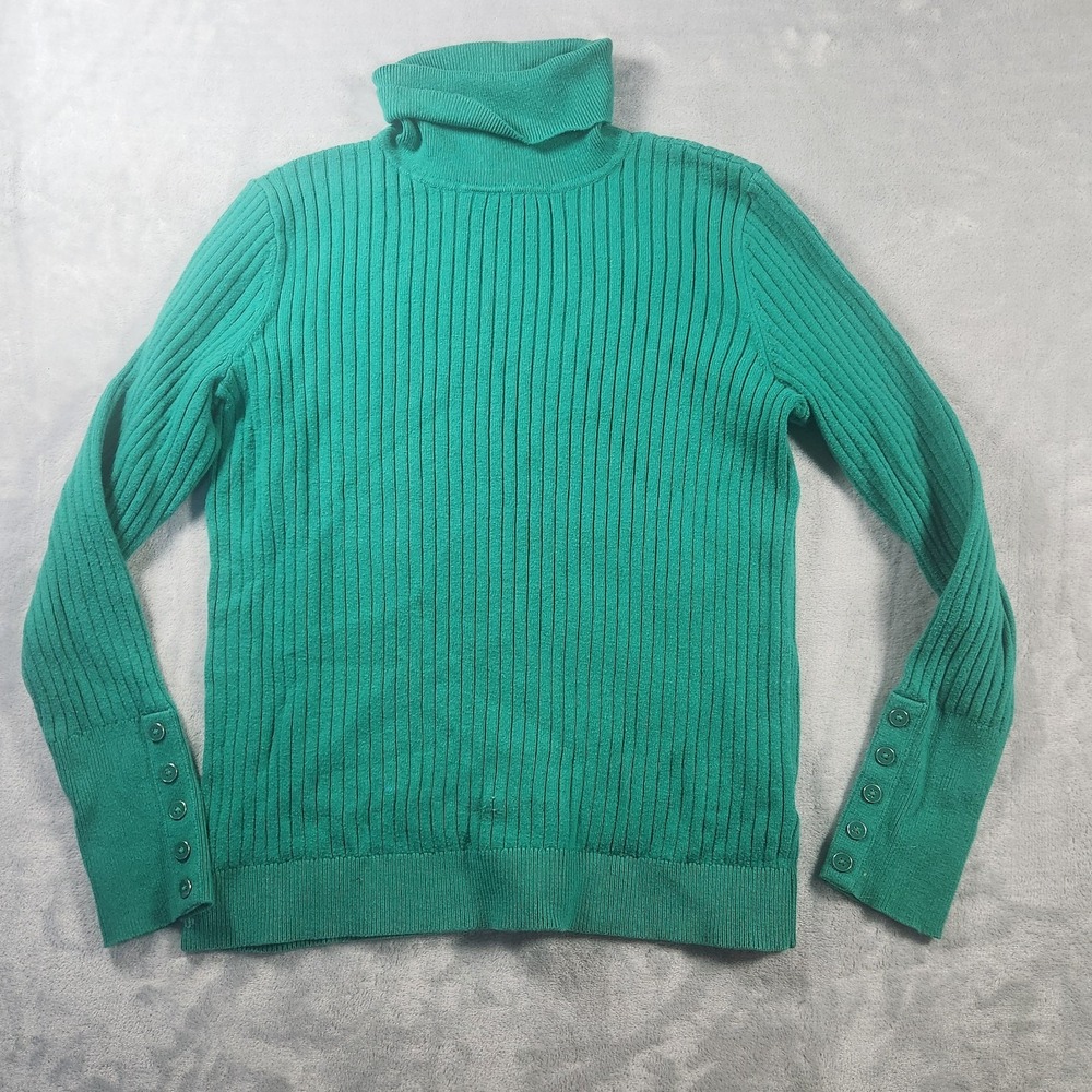 Talbots Woman's Green Long‎ Sleeve ribbed Turtleneck Sweater / small petite